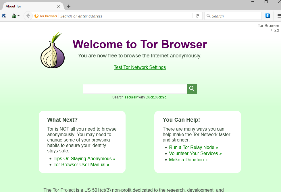 Tor Browser Home